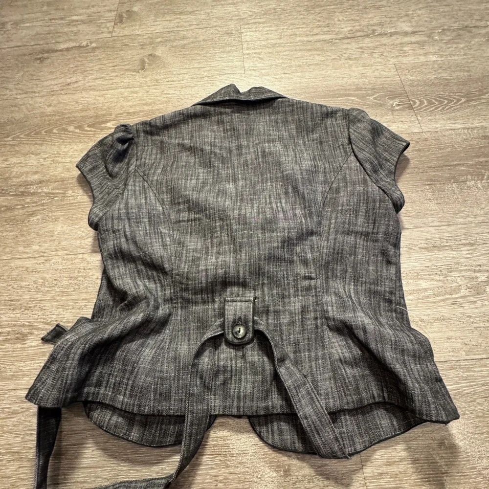 B Wear Blazer Women XL Gray Cotton Belted Office Career Byer California Jacket